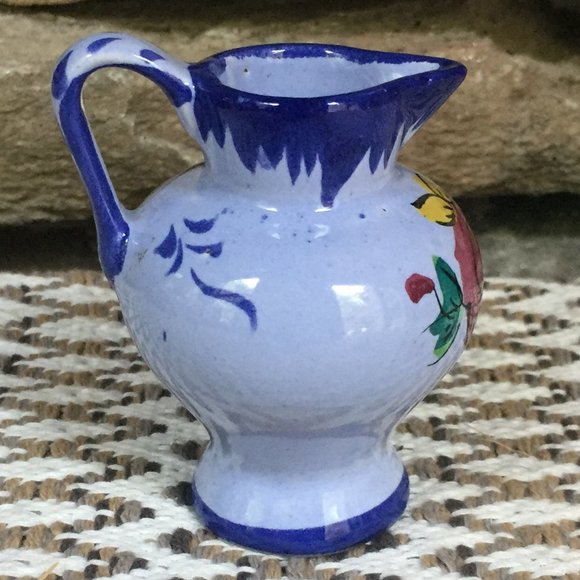 VTG Pitcher Portugal Mini Ceramic Rose Vase Floral Miniature - Picture 2 of 8